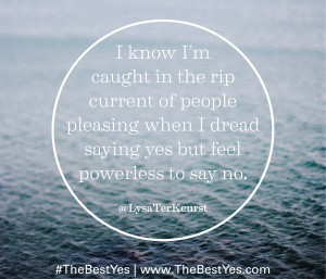 You know you’re caught in the rip current of people pleasing when you dread saying yes, but feel powerless to say no.